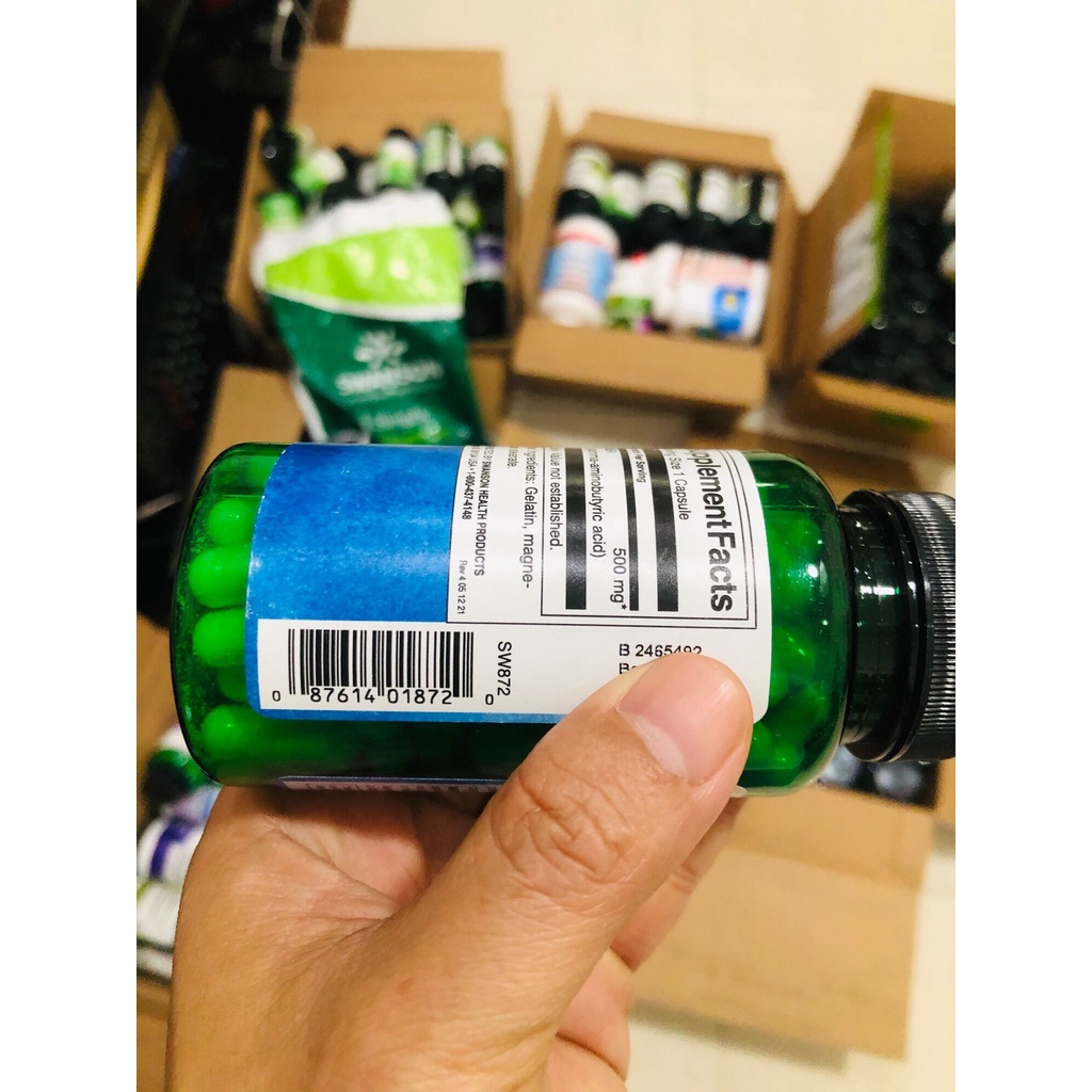 Viên uống tác dụng mạnh giúp ngủ ngon thư giản Swanson GABA 500mg 100 Viên Của Mỹ