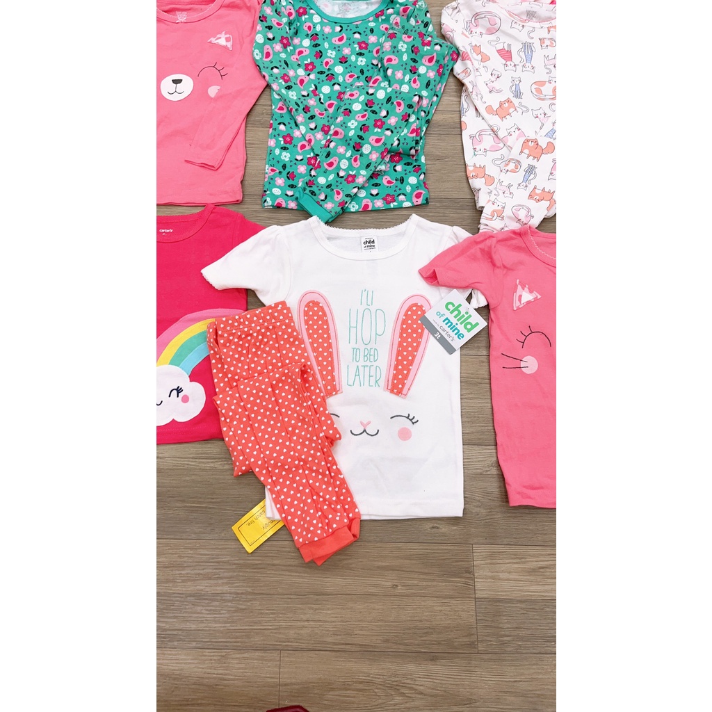 Bộ Bé Trai Bé Gái Carter's Chất Cotton Borip Hoạ Tiết Dễ Thương Bộ Dài Mặc Thú Đông Cho Bé