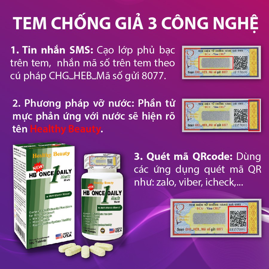 Viên Uống Bổ Sung 30 Loại Vitamin Và Khoáng Chất Cho Nam HB ONCE DAILY MEN'S MULTI