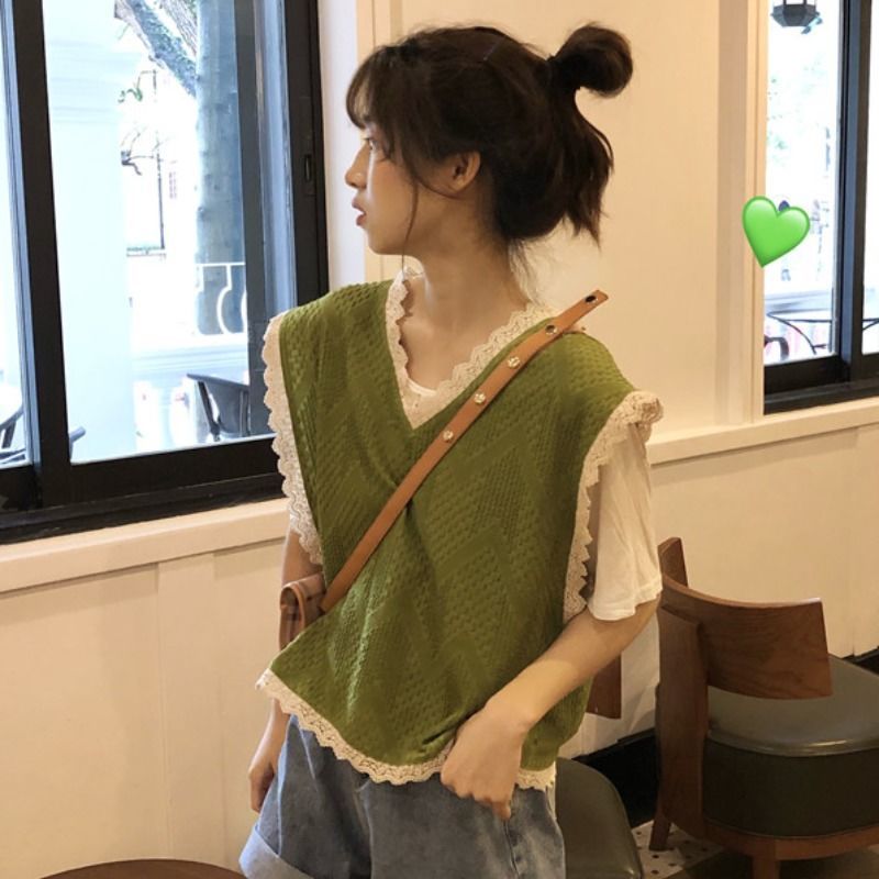Áo Gile không tay cổ chữ V phong cách Hàn Quốc dành cho nữ