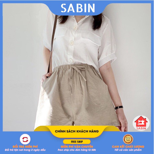 [BÁN SỈ] Quần đùi đũi vải cạp chun ống rộng [FREE SIZE DƯỚI 60KG] - Quần short nữ SABI SHOP | BigBuy360 - bigbuy360.vn