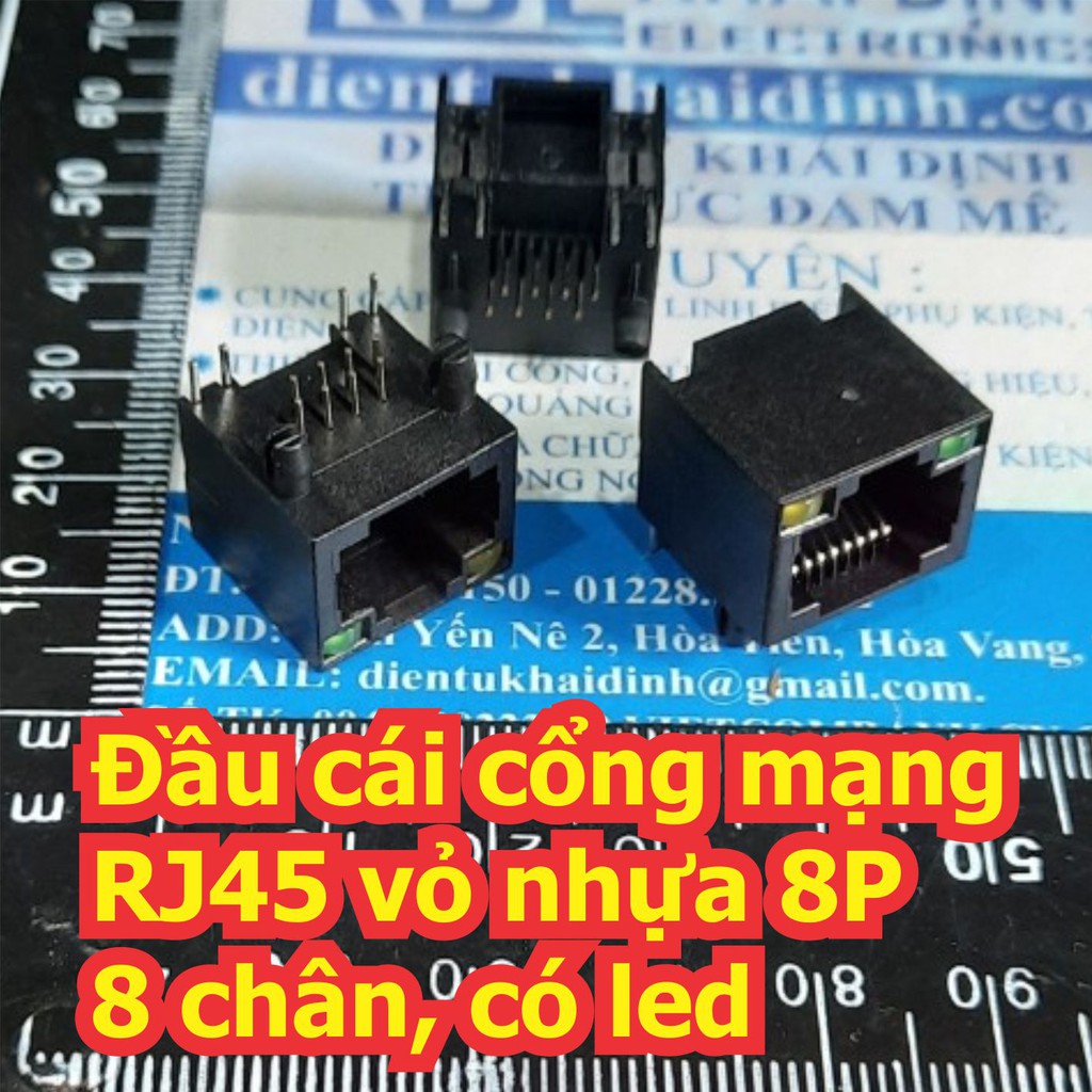5 cái Đầu cái cổng mạng RJ45 vỏ nhựa 8P 8 chân, có led kde7084