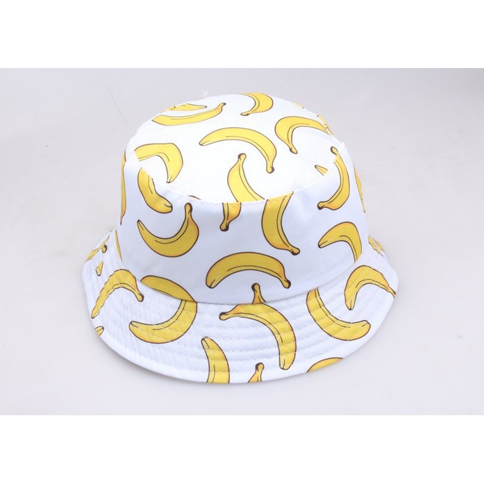 Nón Bucket Họa Tiết Chuối Phong Cách Hip Hop Hàn Quốc Cho Nam Nữ