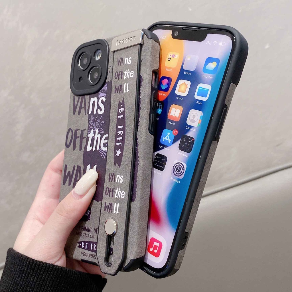 Ốp Điện Thoại Da Lộn Có Dây Đeo Cổ Tay Cho iPhone 14ProMax 13 12Pro 11Promax 7P XS XR