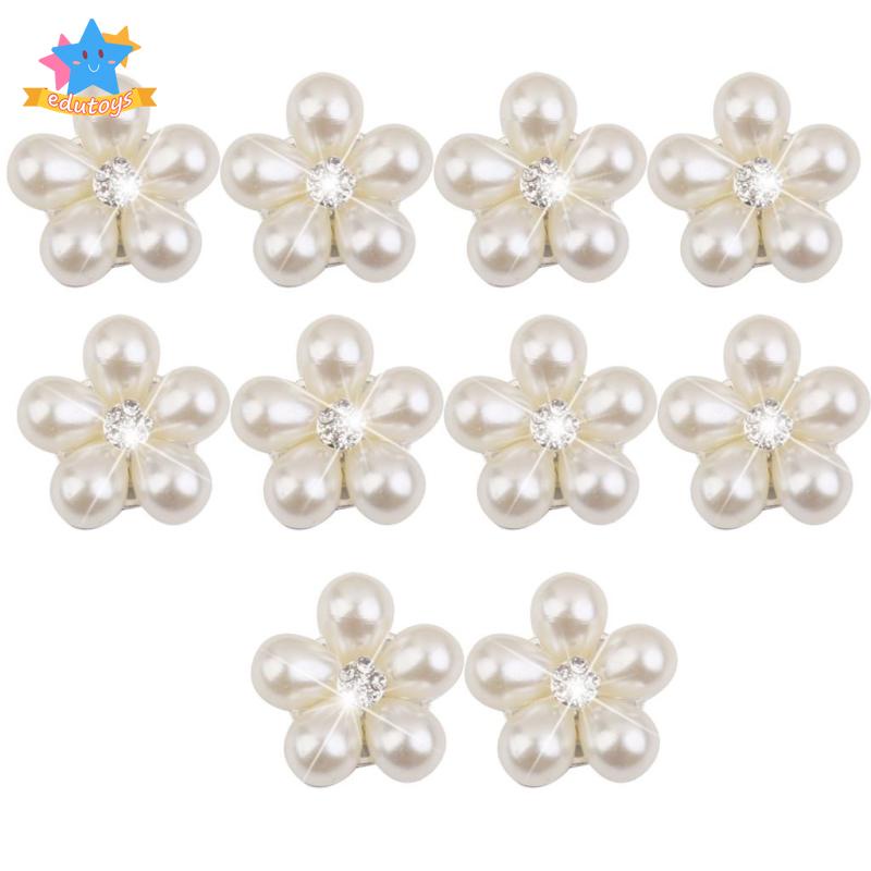 Set 10 Nút Hoa Đính Đá / Ngọc Trai Giả / Kim Cương Giả Dùng Trang Trí Bó Hoa Cưới DIY
