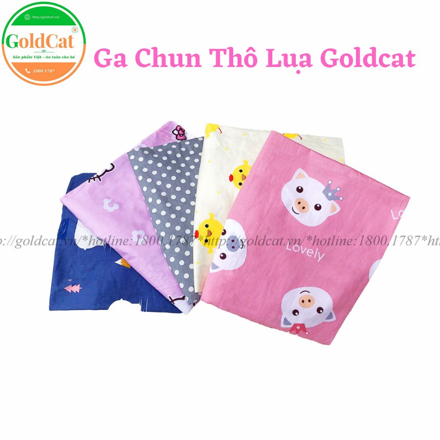 Drap/Ga chun bọc đệm cho bé Goldcat cotton lụa mềm mịn, ôm đệm kích thước 62x100cm cho cũi 70x110cm