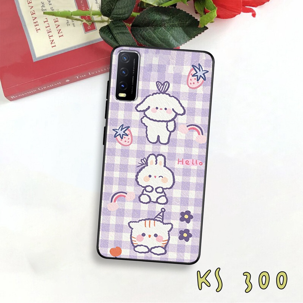 Ốp lưng Vivo Y20 - Vivo Y20s - Vivo Y12s - Ốp lưng in hình gấu &amp; thỏ đang yêu - lưng nhám viền TPU cao cấp