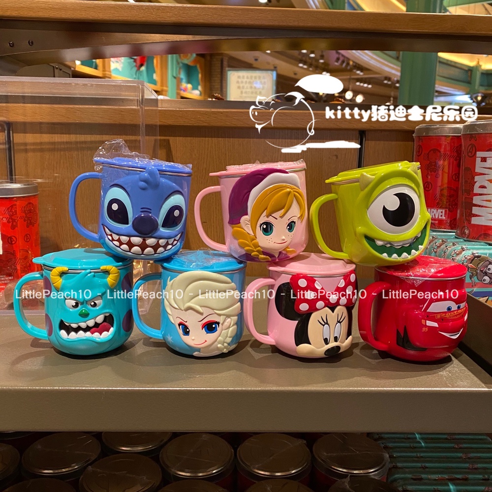 Ly giữ nhiệt , cốc ca nước có nắp hình Frozen Car Mickey Sulley Princess Mike Minnie Elsa cho trẻ em