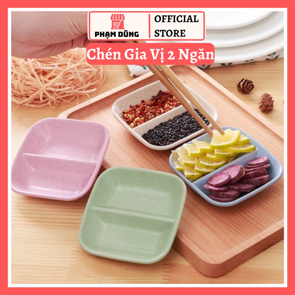 Chén Đựng Gia Vị 2 Ngăn Nhựa Lúa Mạch Cao Cấp