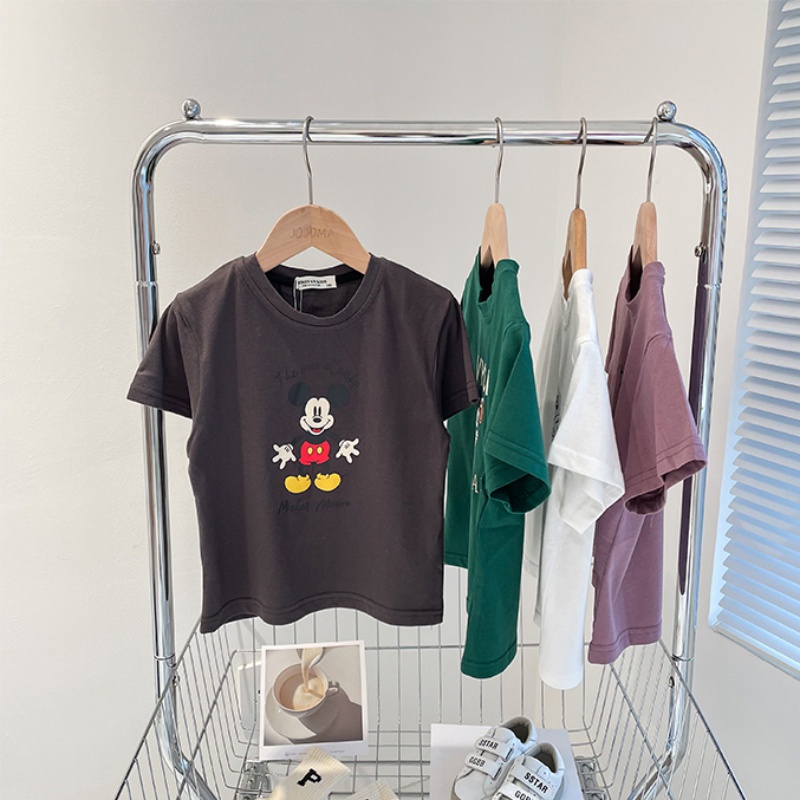 Áo Thun Tay Ngắn Cổ Tròn In Họa Tiết Hoạt Hình Phong Cách Phương Tây Thời Trang Mùa Hè Cho Bé Trai Và Gái