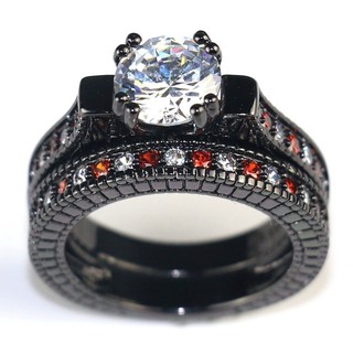 Nhẫn Đính Đá Zircon Đen Sang Trọng Cho Nữ