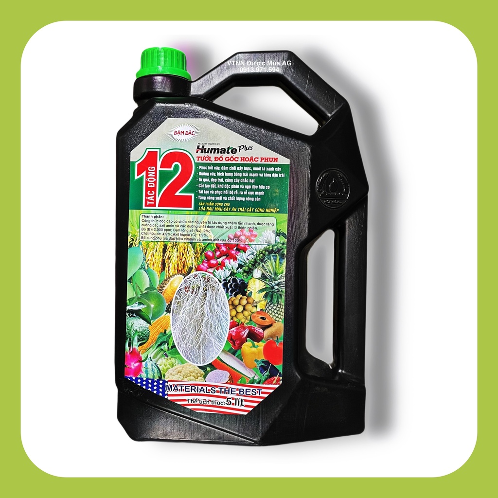 HUMATE Plus  - Phân Vi Lượng Tưới, Đổ Gốc, Phun - Axit Humic Đậm Đặc 100%, Kích Rễ, Dưỡng Cây, Dưỡng Trái