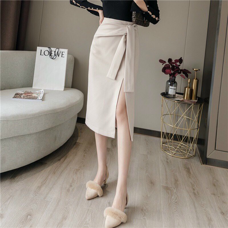 Chân váy dài xẻ 1 bên có nơ 💖 - Ảnh Thật💖 váy kiểu | BigBuy360 - bigbuy360.vn