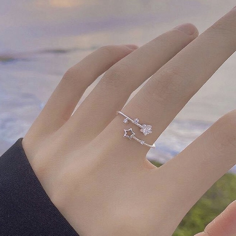 Nhẫn nữ ngôi sao bạc ta siêu xinh , free size - Vàng Bạc Khải Khải
