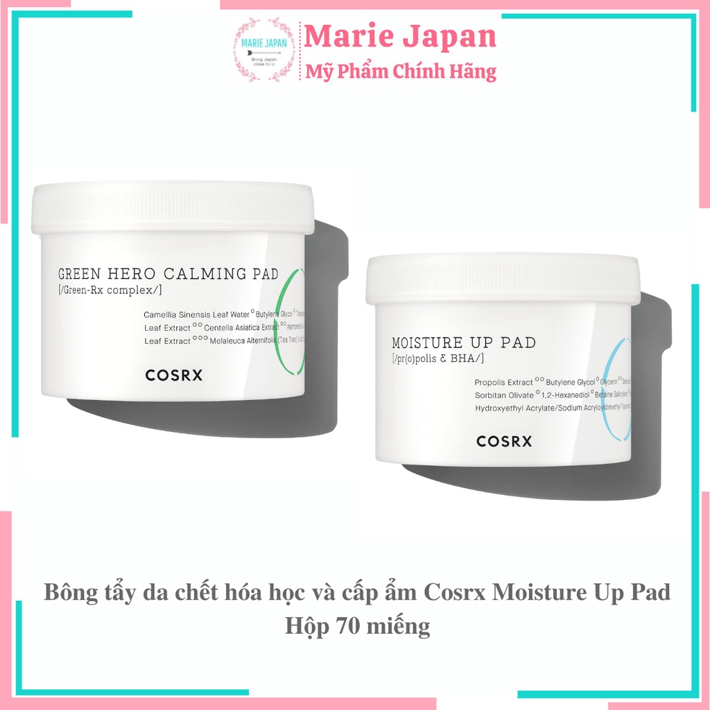 Bông Cosrx tẩy da chết hóa học &amp; dưỡng ẩm One Step Moisture Up Pad 70 Miếng