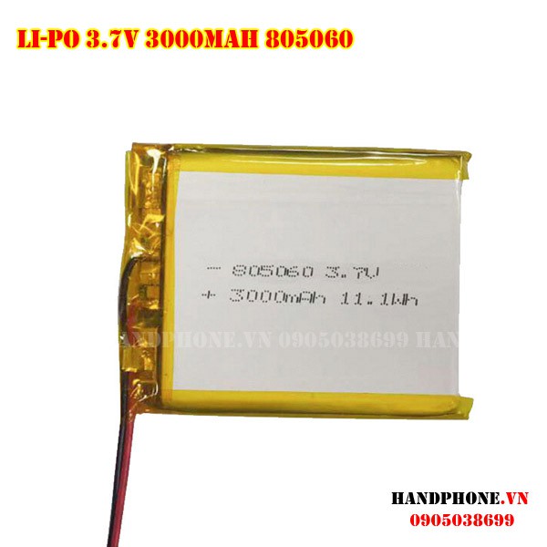 Pin Li-Po 3.7V 3000mAh 805060 755060 (Lithium Polyme)