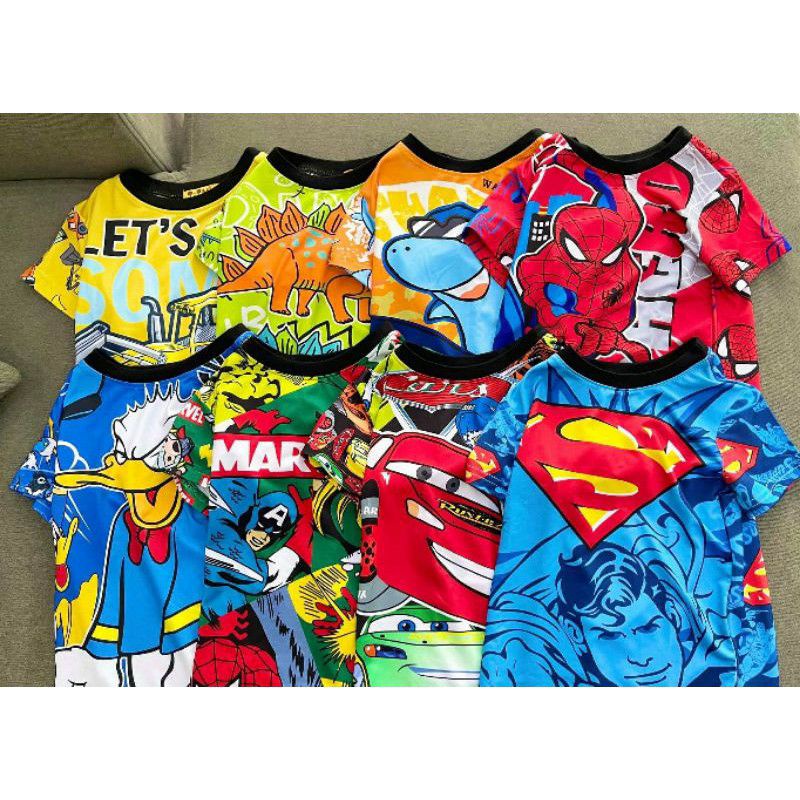 Bộ bé trai thun lạnh in 3D nhân vật hoạt hình siêu hot