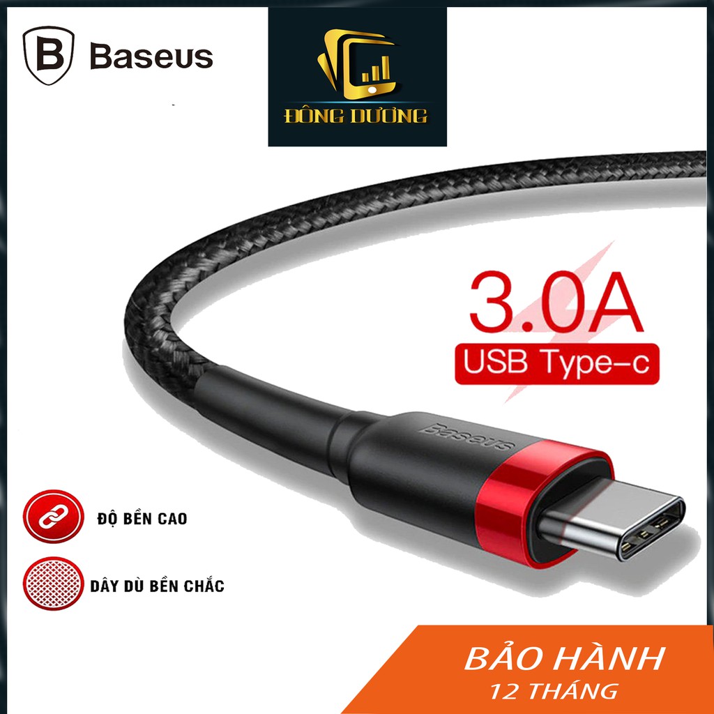 Dây sạc nhanh Type C Baseus Cafule sạc nhanh QC 3.0 cho andoird dây dài 1m 2m,cáp sạc chính hãng - Đông Dương