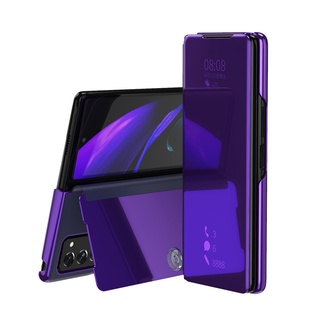 Z Fold 6 4 5G Funda Flip Case cho Samsung Galaxy Z Fold 5 2 W21 Fold 3 W22 Mirror Clear View Vỏ da PU Vỏ điện thoại W20 Capa