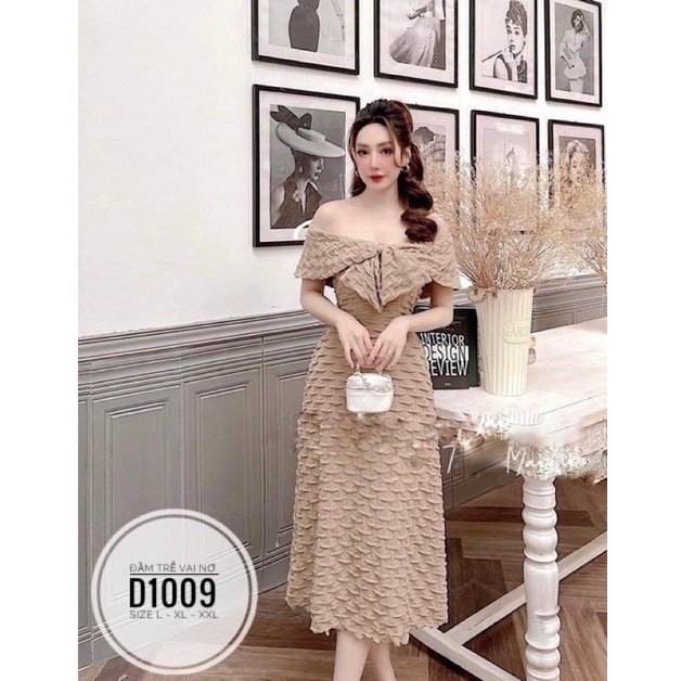 Bigsize Đầm trễ vai nơ D1009