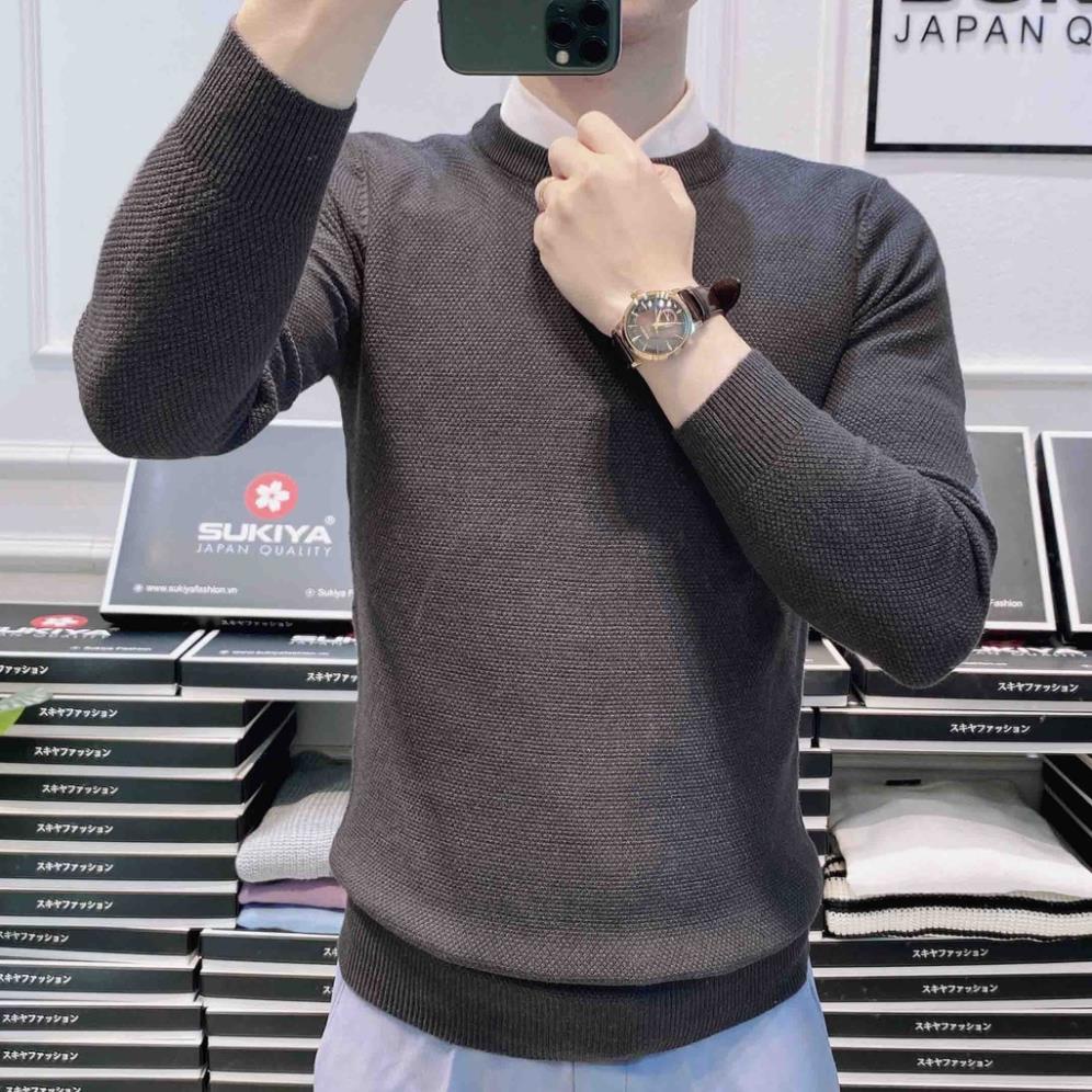 Áo Len Nam Cổ Tròn Sợi Lông Cừu Siêu Mềm Mại SUKIYA JAPAN Hàng Cao Cấp AL06 ):>