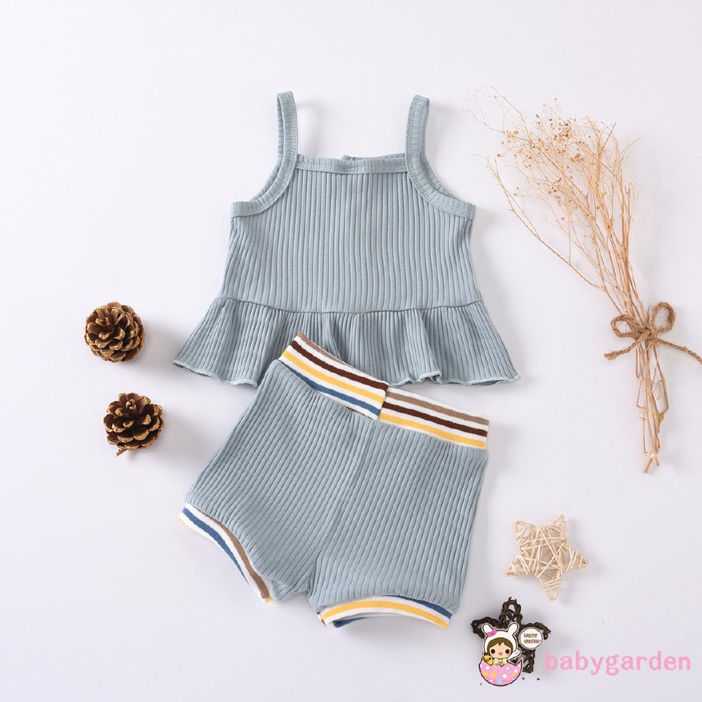 Set Áo Hai Dây Xếp Nếp + Quần Dài Lưng Thun Cho Bé Gái