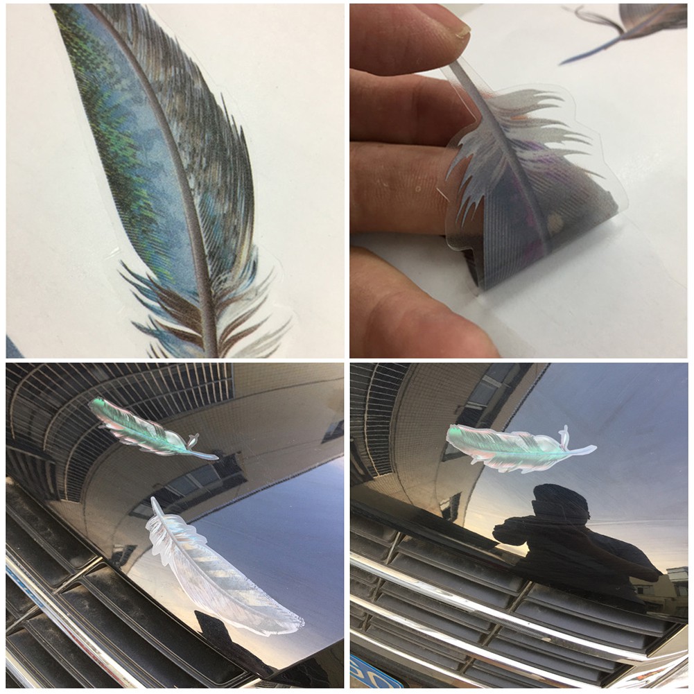 Set đề can dán xe hơi trang trí họa tiết lông vũ nhiều màu sắc