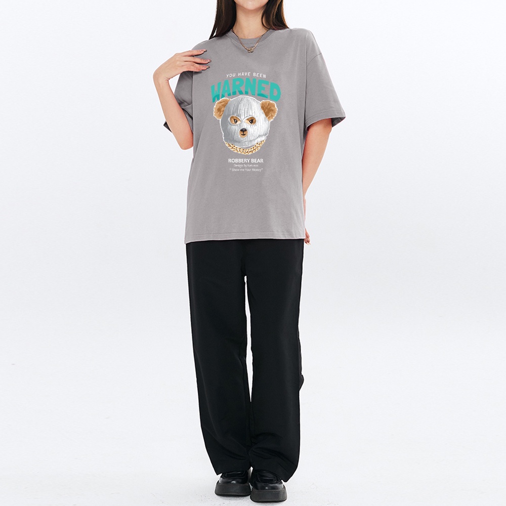 Áo Thun Oversize Nữ Robbery Bear KATUSCO T2034, Vải Cotton 100%, Trẻ Trung, Cá Tính