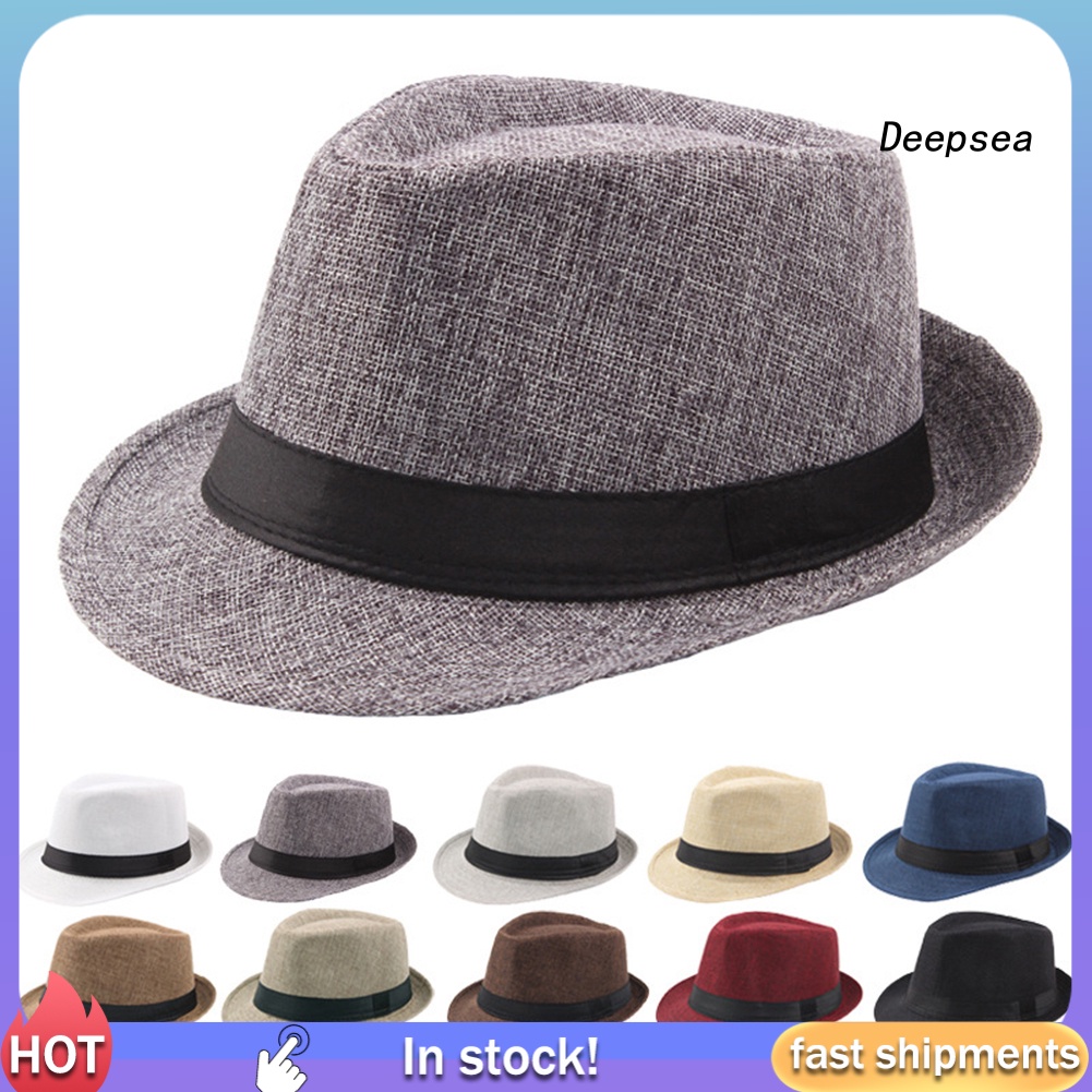 Áo Thun In Hình Dpss Thời Trang Năng Động❥Mũ Fedora Nỉ Rộng Vành Màu Trơn Chống Nắng Đi Biển Mùa Hè Cho Nam