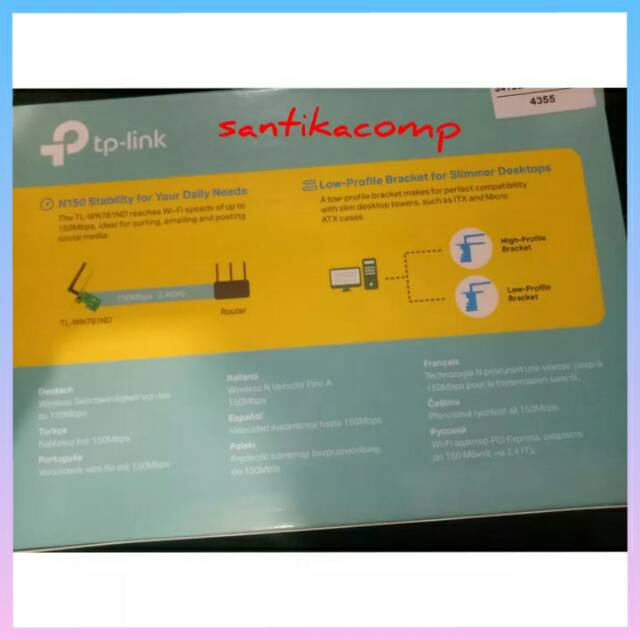 Card Wifi Tl-wn781nd Tp-link Pci Express 150mbps