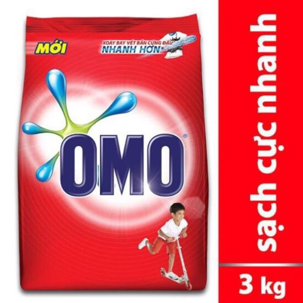 Bột giặt OMO sạch cực nhanh dạng túi đỏ 3KG