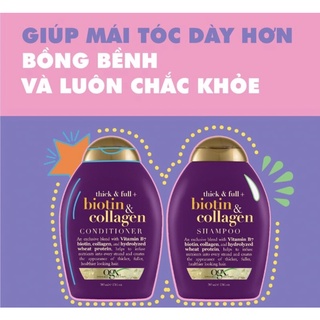 Dầu gội ogx biotin & collagen làm dày tóc 385ml thick & full + biotin & collagen shampoo
