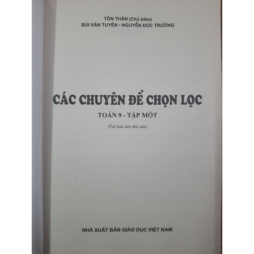 Sách - Các chuyên đề chọn lọc Toán 9 Tập 1