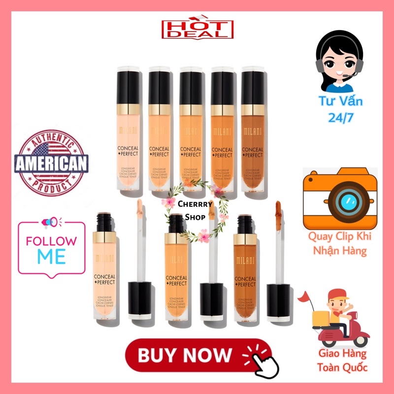 [Hàng USA] Kem che khuyết điểm có khả năng chống nước 12 tiếng Milani Conceal + Perfect Longwear Concealer