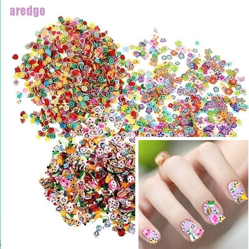 [Hàng mới về] Túi 1000 miếng dán trang trí móng tay nghệ thuật DIY kiểu dáng trái cây hoạt hình 3D đáng yêu