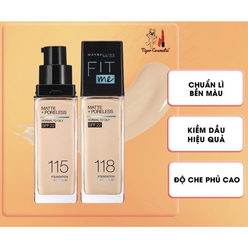 Kem Nền Kiềm Dầu, Cho Lớp Nền Mịn Lì Tự Nhiên Maybelline Fit Me Matte Poreless Foundation 30ml