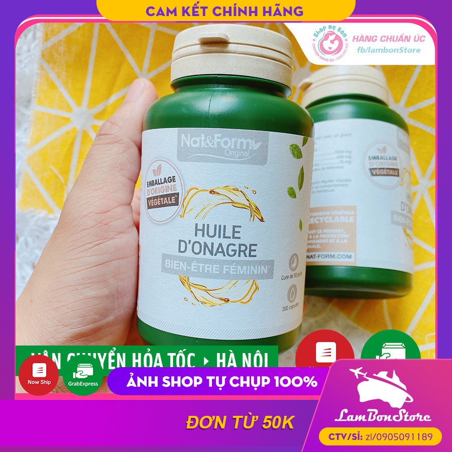 Tinh Dầu Hoa Anh Thảo Nat &amp; Form, hoa anh thảo Pháp 200 viên - Pháp
