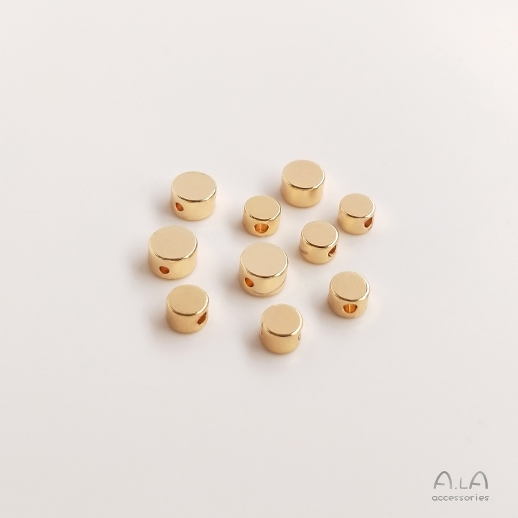 Set 50 Hạt Cườm Đồng Hình Trụ Lục Giác / Vuông / Vàng 14K Làm Trang Sức Thủ Công diy