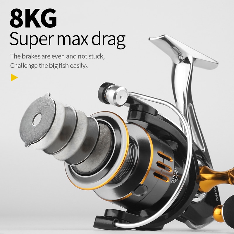 Gw1000-7000 cuộn câu cá quay cuộn dây cần câu tối đa 8kg chất liệu kim loại ril real rell câu cá 1000 2000 3000 4000 5000 6000 7000