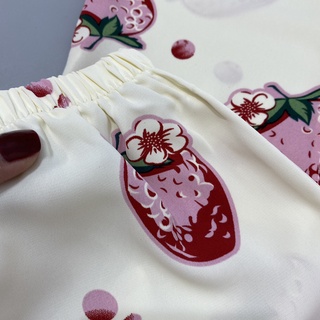 Quần áo pijama bé gái cộc đùi cổ sen, chất lụa mango