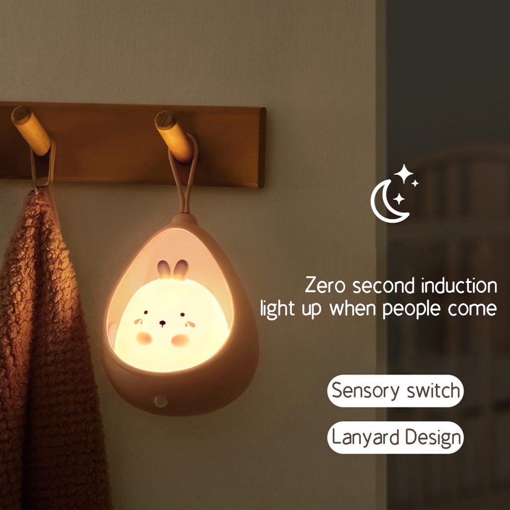 Đèn LED Cảm Biến Chuyển Động Hình Động Vật Dễ Thương Sạc USB Tiết Kiệm Năng Lượng Bảo Vệ Mắt Cho Phòng Ngủ Trẻ Em