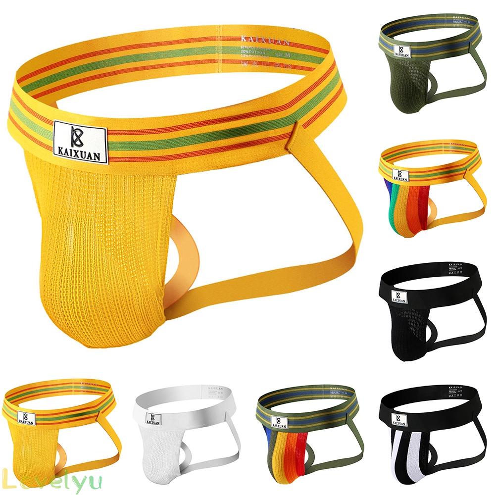 【Ready Stock】Men Underwear Comfortable Exposed Butt G String Gay Ice Silk Jockstrap@New
