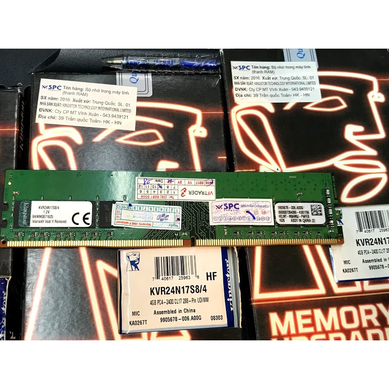 Ram kingston pc 4GB DDR4 2400-Bộ nhớ DDR4 Kingston 4GB (2400) (KVR24N17S6/4) chính hãng mới 100%