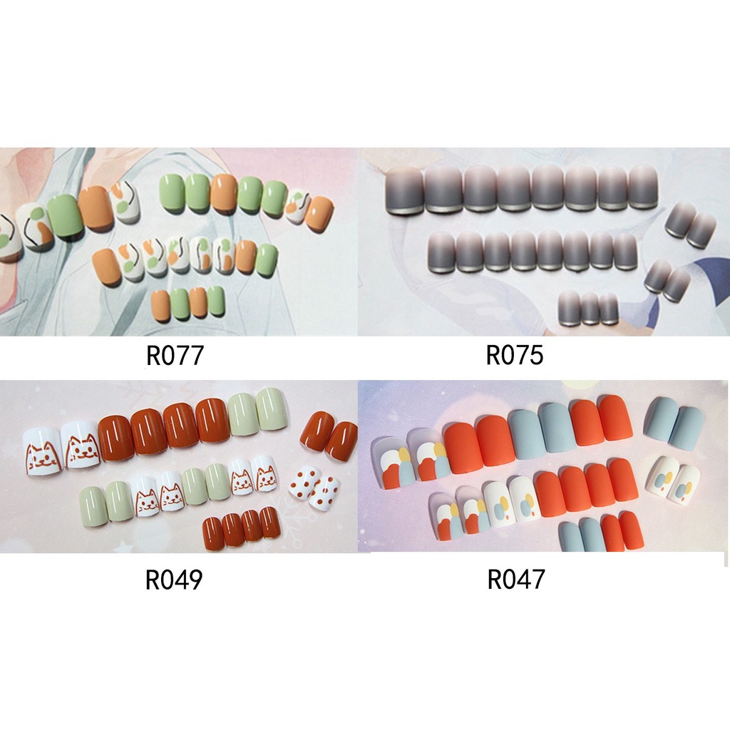 [Hàng mới về] Hộp 24 Móng Tay Giả Đầu Vuông / Tròn Phong Cách Thời Trang Cho Nữ
