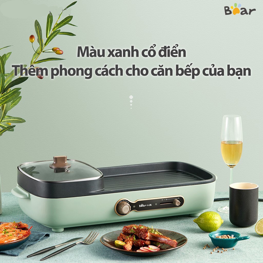 Bếp Lẩu Nướng Điện Đa Năng Mini 2 in 1 Bear [HÀNG CHÍNH HÃNG] - LB510211