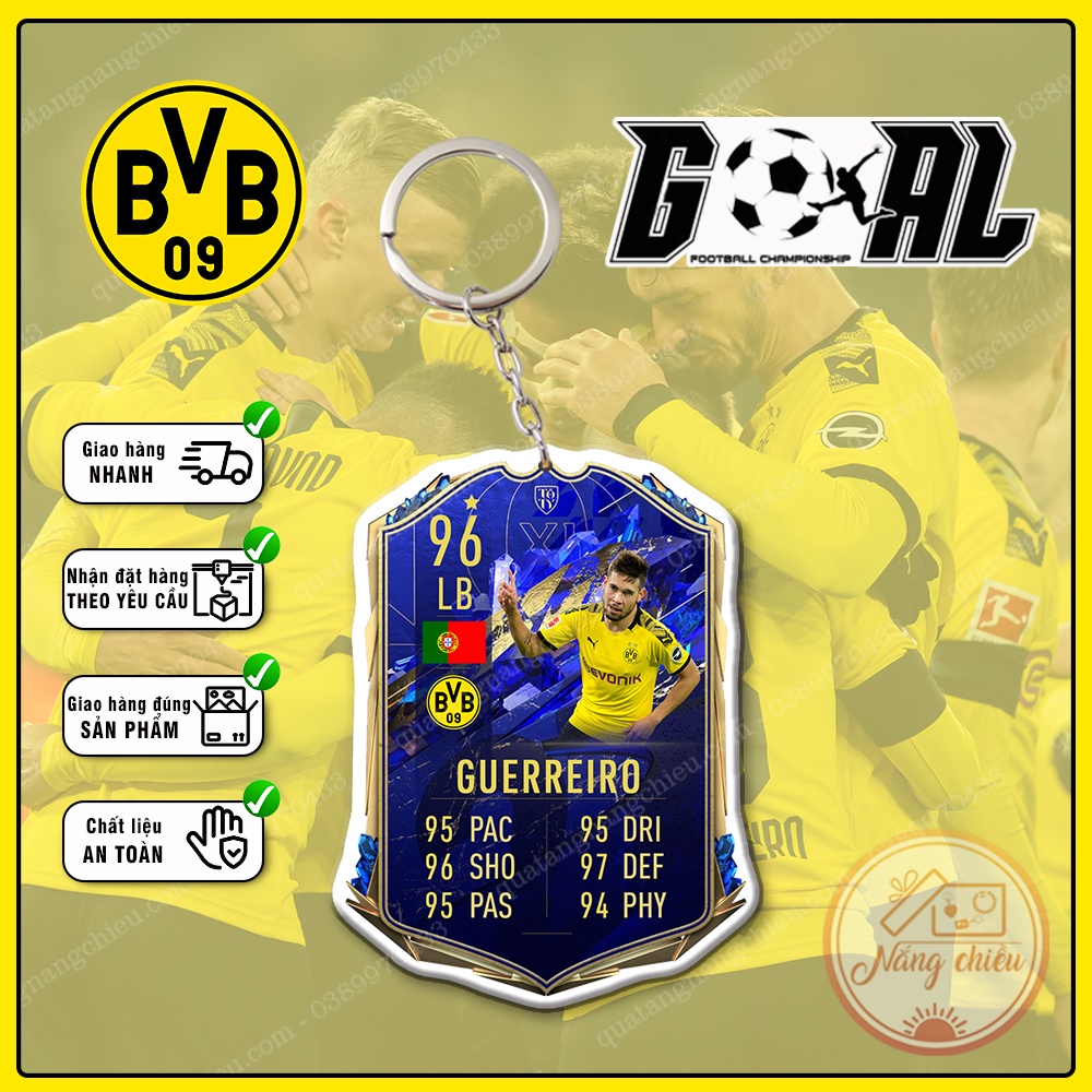 Móc khóa Rues, CLB bóng đá Borussia Dortmund - Dày In Sắc Nét 2 Mặt