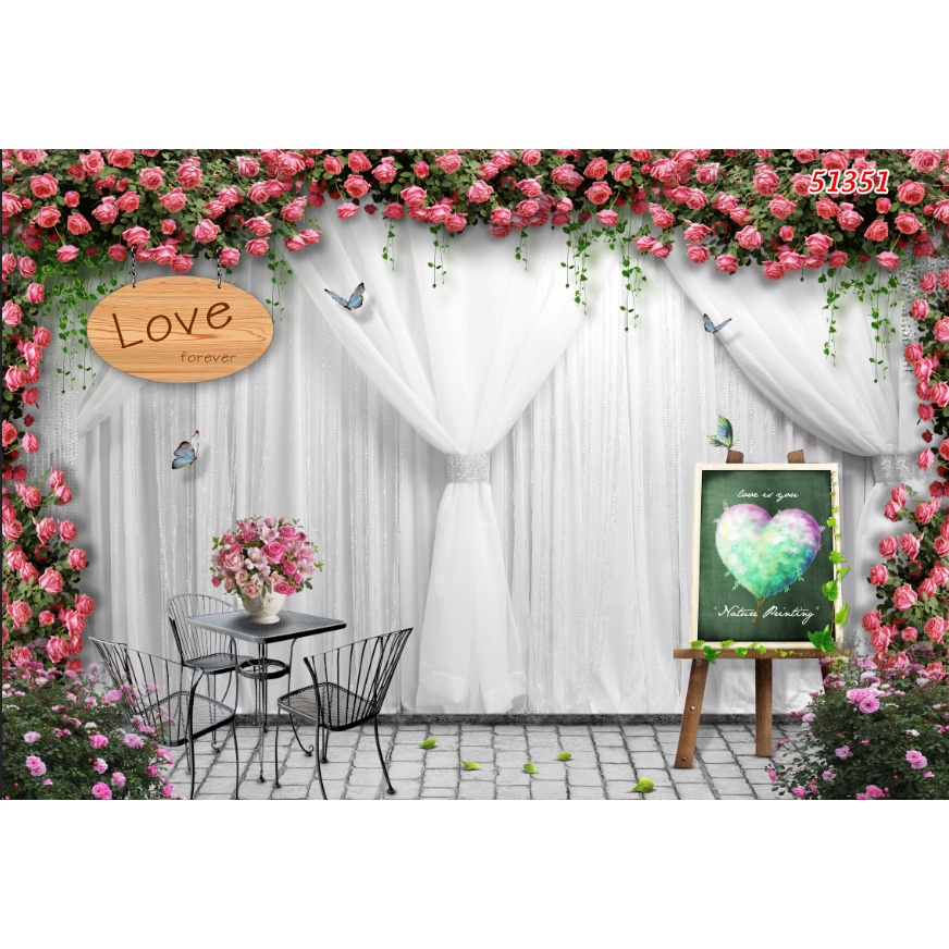 Tranh dán tường Quán Cafe, Trà Sữa, Trang Trí Cửa Hàng 3D tặng keo và dụng cụ dán