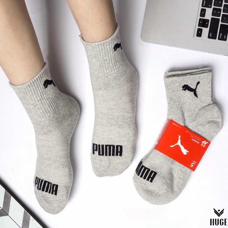 Sét 5 đôi tất nam cổ cao puma hàng VNXK 2 màu ghi và đen