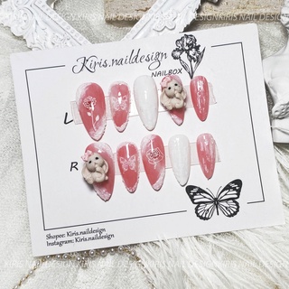Nailbox thiết kế họa tiết hoa hồng charm chó nơ hoạt hình nữ tính