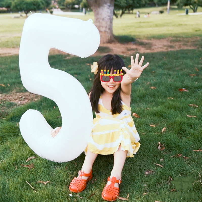 Bong Bóng Hình Số 0-9 Màu Trắng Đen Bằng Lá Nhôm Kỹ Thuật Số Trang Trí Tiệc Sinh Nhật